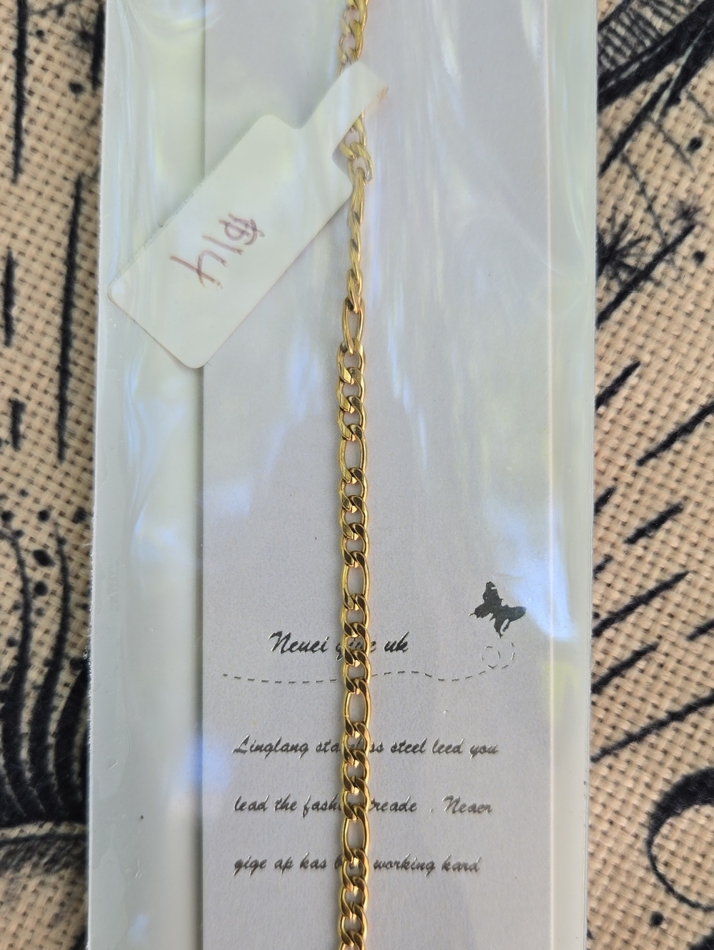 Stainless Steel Real Gold Plated Small Figaro Link Bracelet
